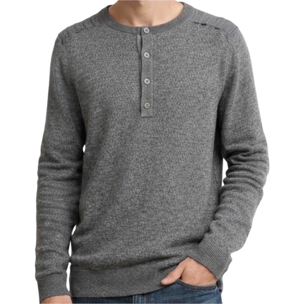Harley Davidson Black Label Sweater Henley Long Sleeve 1/4 Button Knitted Gray L